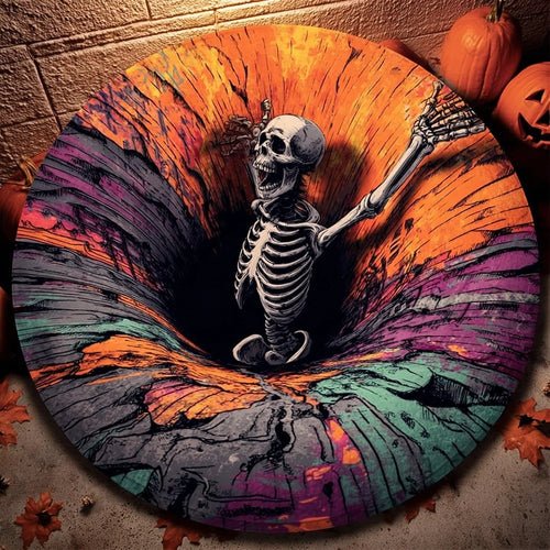 Crystal Velvet 3D Vortex Halloween Round Rug