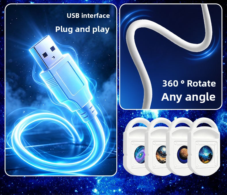 2026 New Star Projector Light, Replaceable Film Slides USB Star Night Light, for Car, Bedroom, Party Decoration