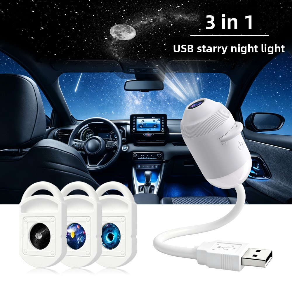 2026 New Star Projector Light, Replaceable Film Slides USB Star Night Light, for Car, Bedroom, Party Decoration