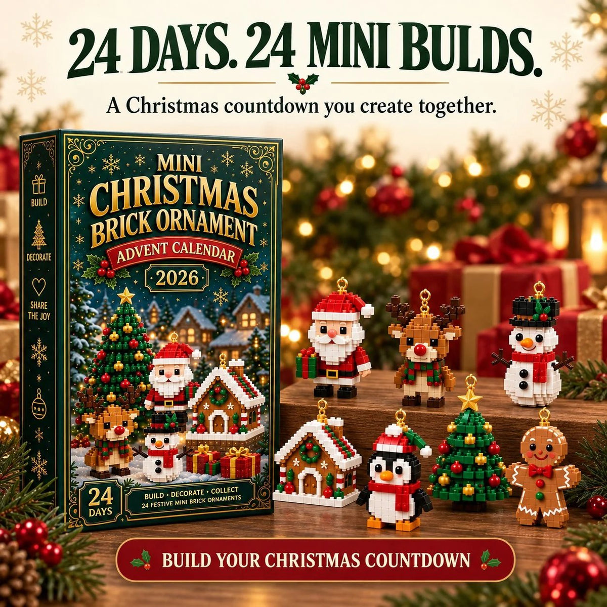24-Day Mini Christmas Ornament Advent Calendar | buildable designs with hanging loops 🎄