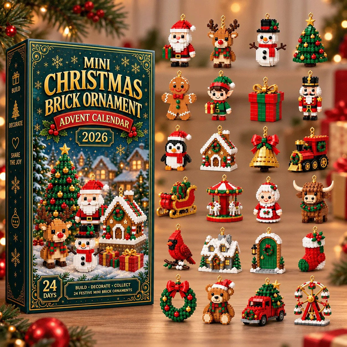 24-Day Mini Christmas Ornament Advent Calendar | buildable designs with hanging loops 🎄