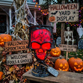 Gothic Red Glowing Skull Table Lamp Halloween Desktop Ornament