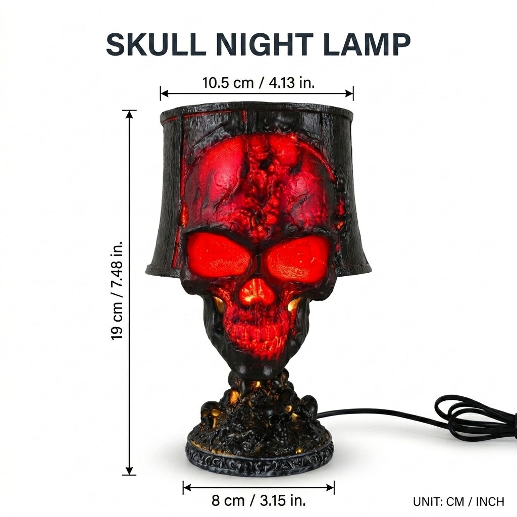 Gothic Red Glowing Skull Table Lamp Halloween Desktop Ornament