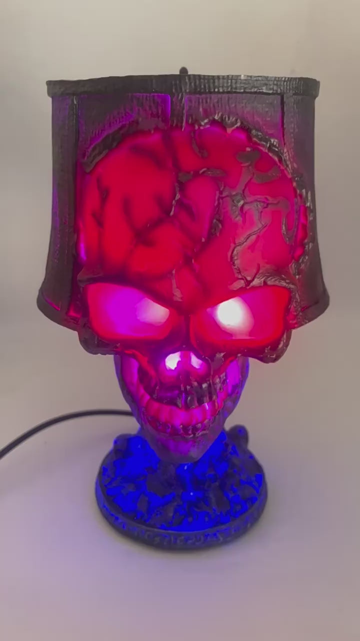 Spooky Glowing Skull Table Lamp Resin Gothic Halloween Home Bar Decor Light